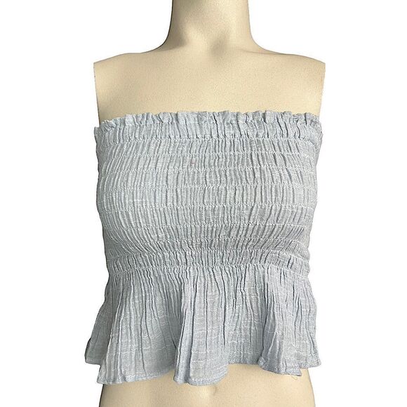 American Eagle Light Blue Strapless Tube Crop Top NWOT - Picture 5 of 12
